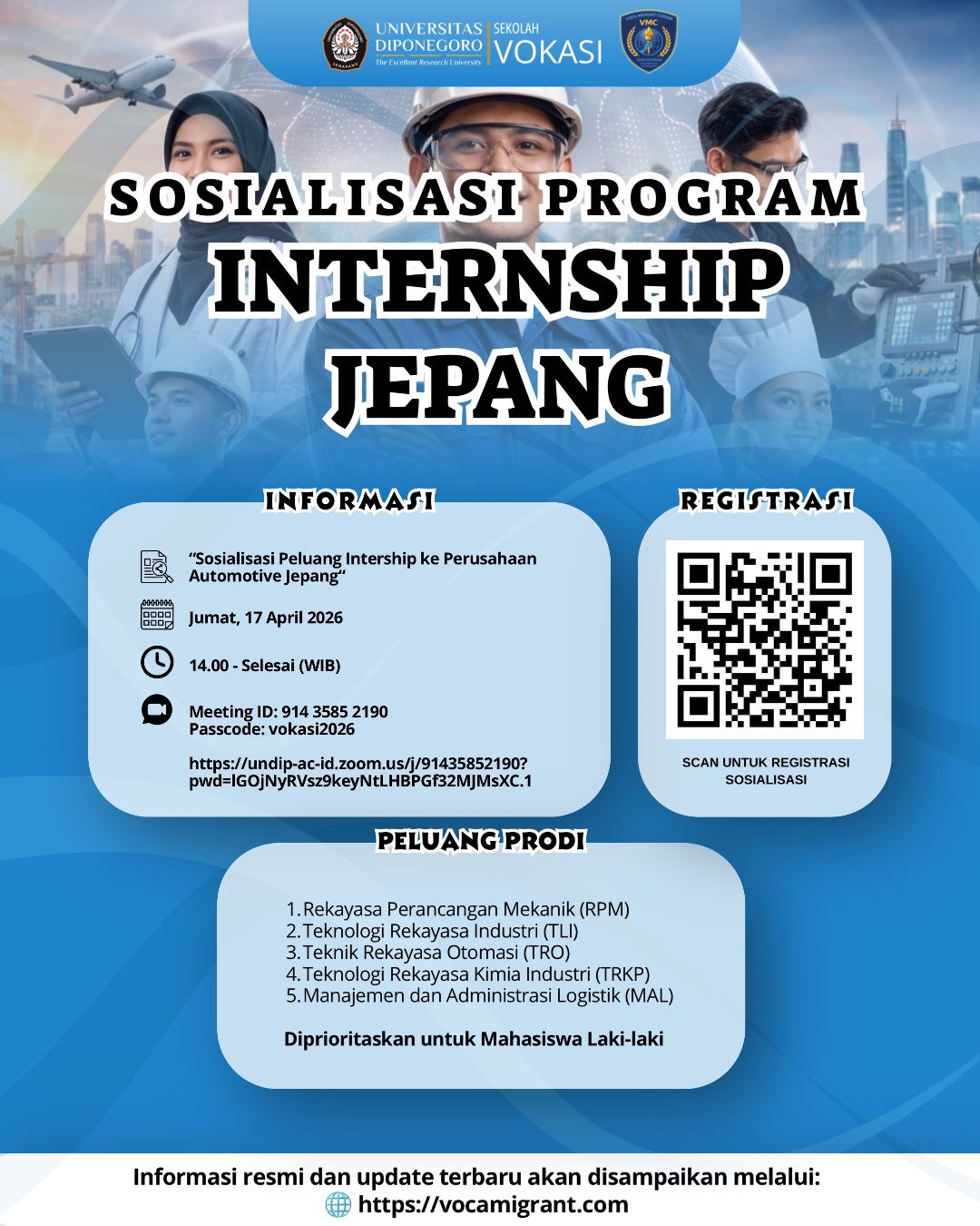 SOSIALISASI PELUANG INTERNSHIP KE INDUSTRI OTOMOTIF JEPANG OLEH SEKOLAH VOKASI UNDIP